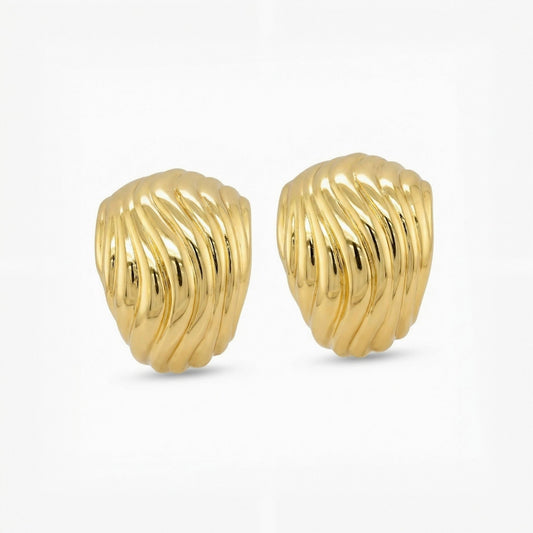 Fern Textured Huggie Earrings hypoallergenic earrings by HyraMode