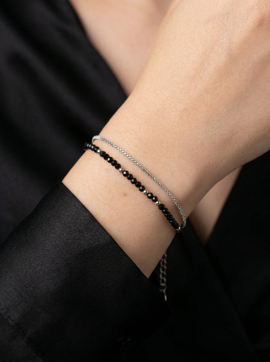 Davi Black Bead Station Bracelet - View 3 - HyraMode