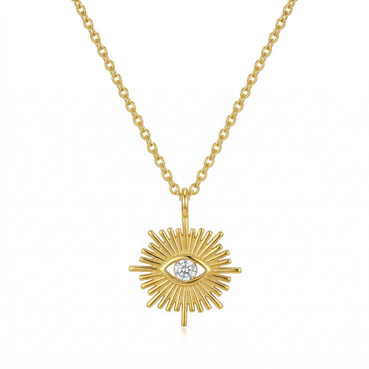 Sola Sunburst Pendant Necklace hypoallergenic necklace by HyraMode