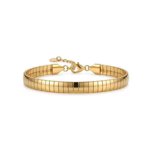 Tali Wide Flat Box Chain Bracelet - HyraMode Gold Jewelry