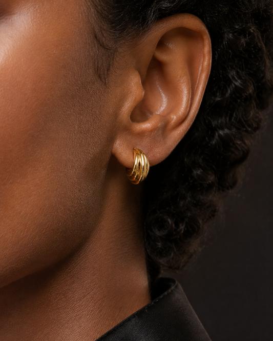 Mara Ribbed Open Hoop Earrings