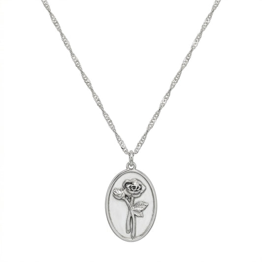 Rosa Rose Coin Pendant Necklace hypoallergenic necklace by HyraMode