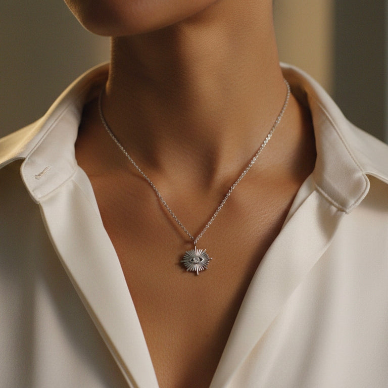 Sola Sunburst Pendant Necklace hypoallergenic necklace by HyraMode