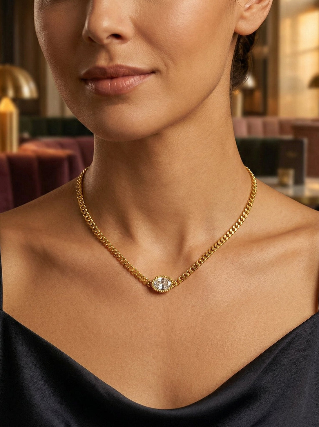 Dainty pendant necklace styled as everyday gold jewelry