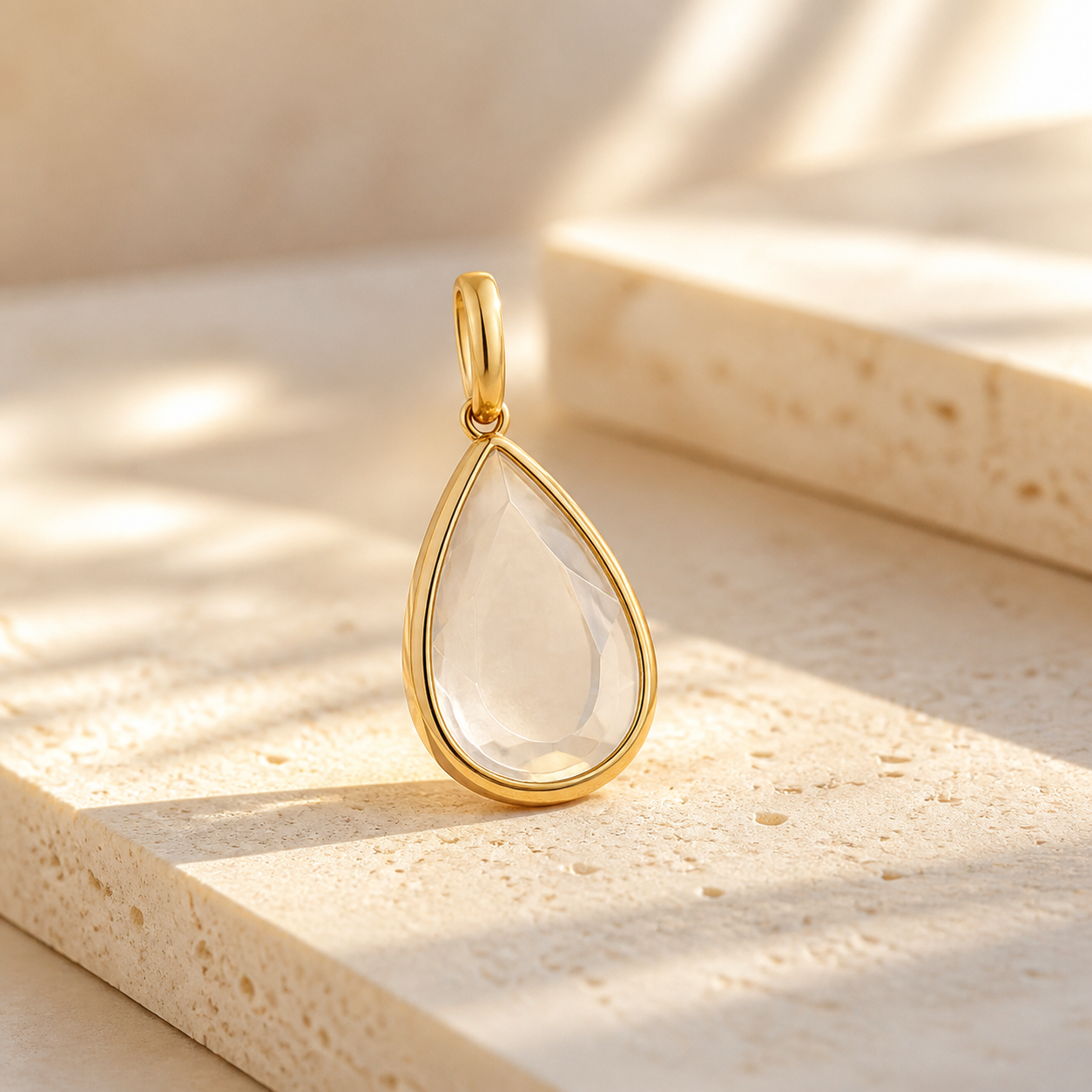 Aria Teardrop gold-tone clear memory locket necklace