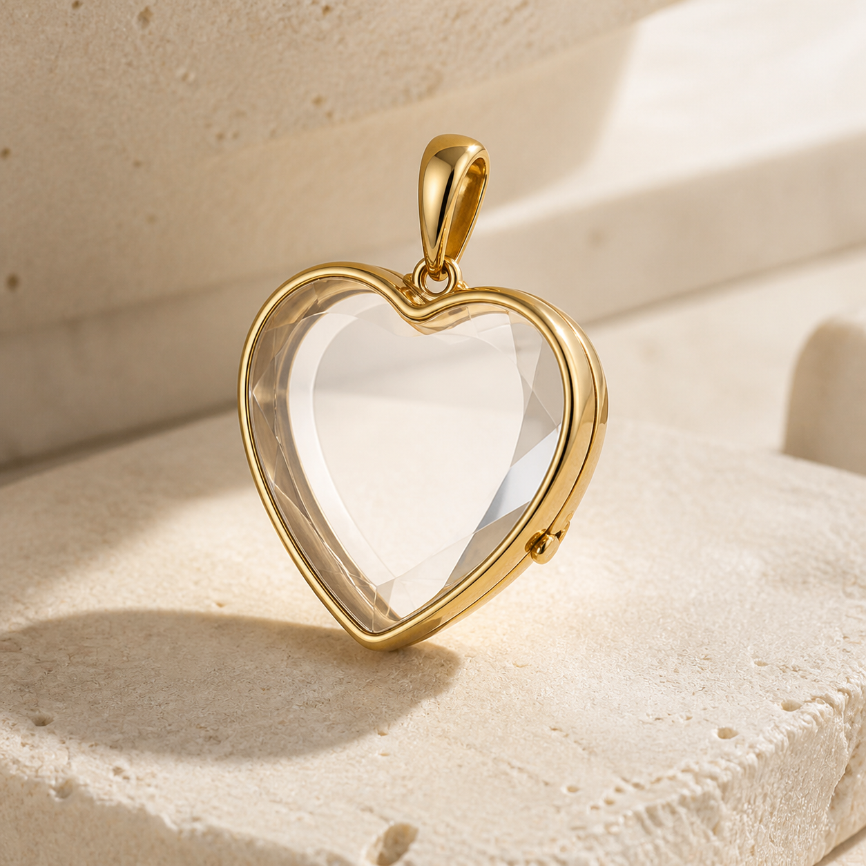 Aria Heart gold-tone clear memory locket necklace