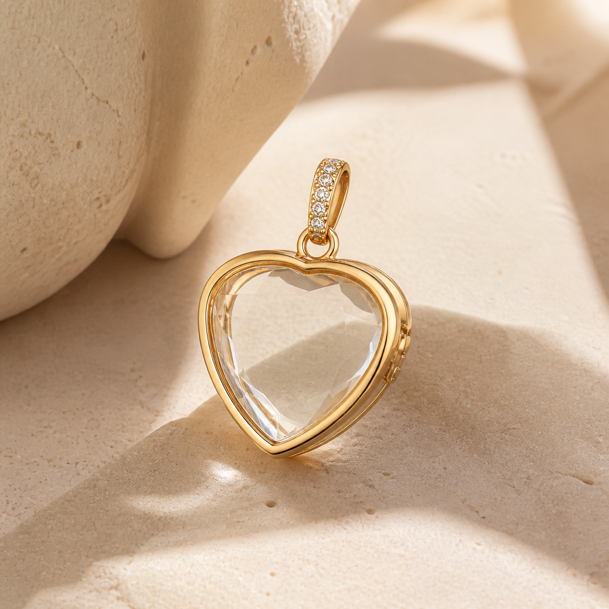 Aria Diamond gold-tone clear memory locket necklace