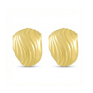 Modern Vintage Sculptural Wave  Broad Studs  Earrings