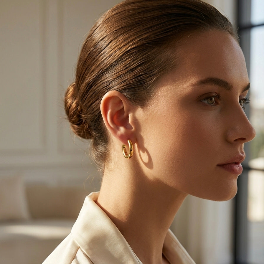 Aura Oval Hoop Earrings hypoallergenic earrings by HyraMode