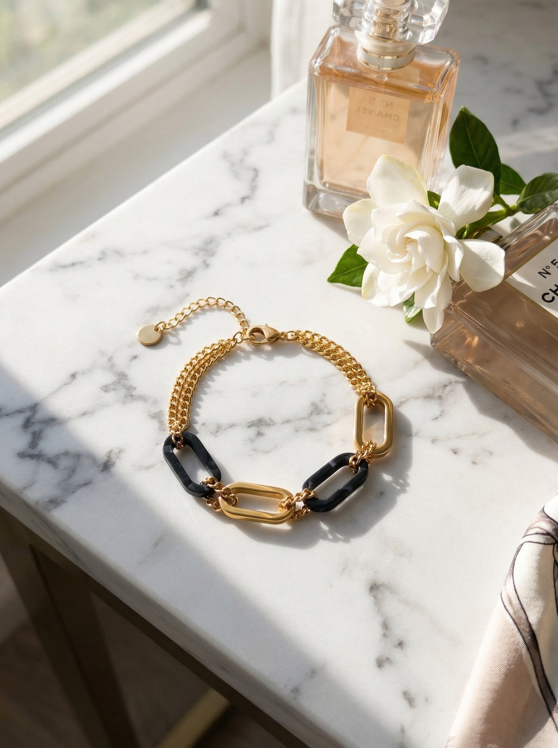 Tano Gold Two-Tone Paperclip Chain Bracelet - View 2 - HyraMode