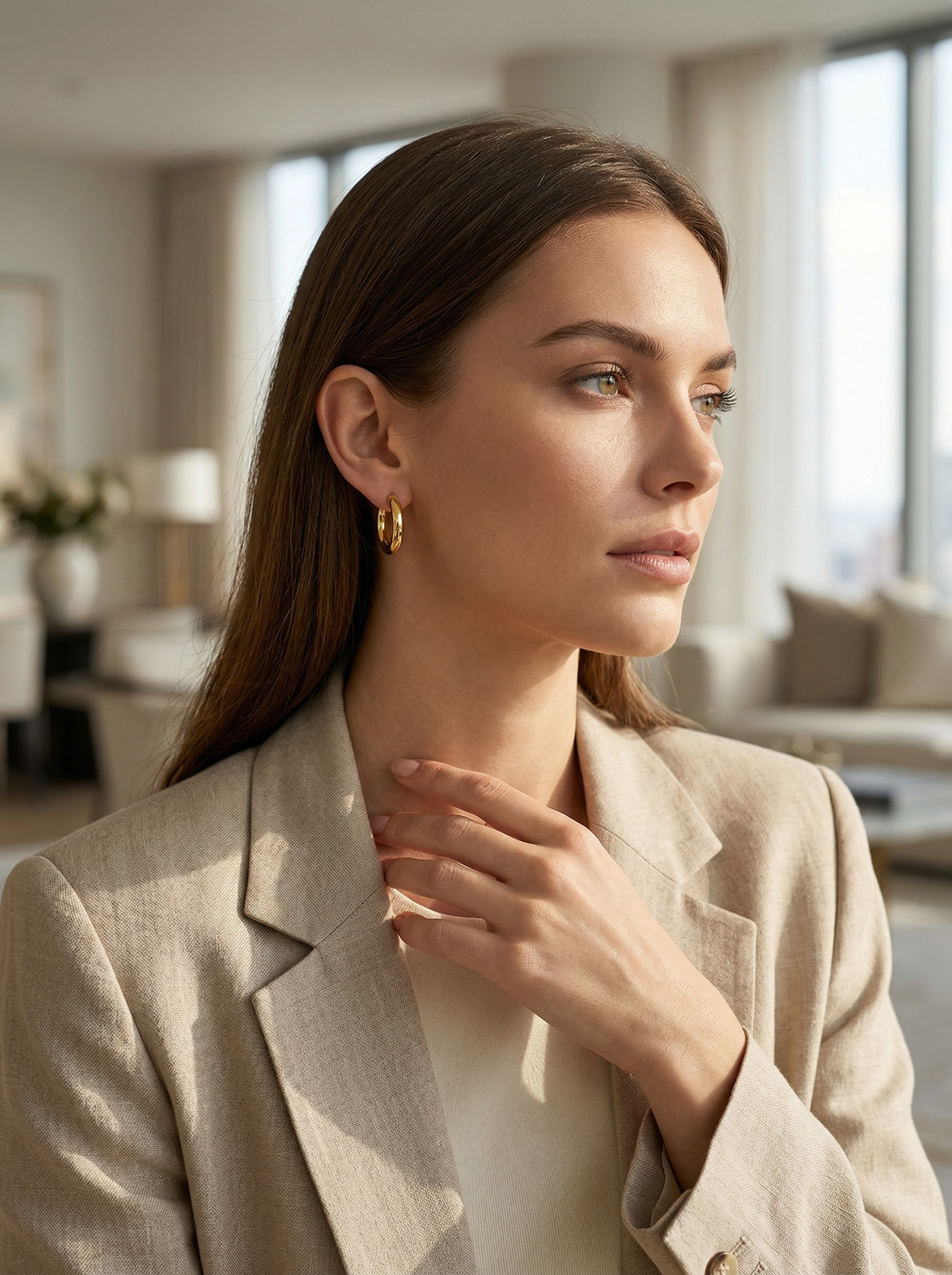 Aura Oval Hoop Earrings - View 16 - HyraMode