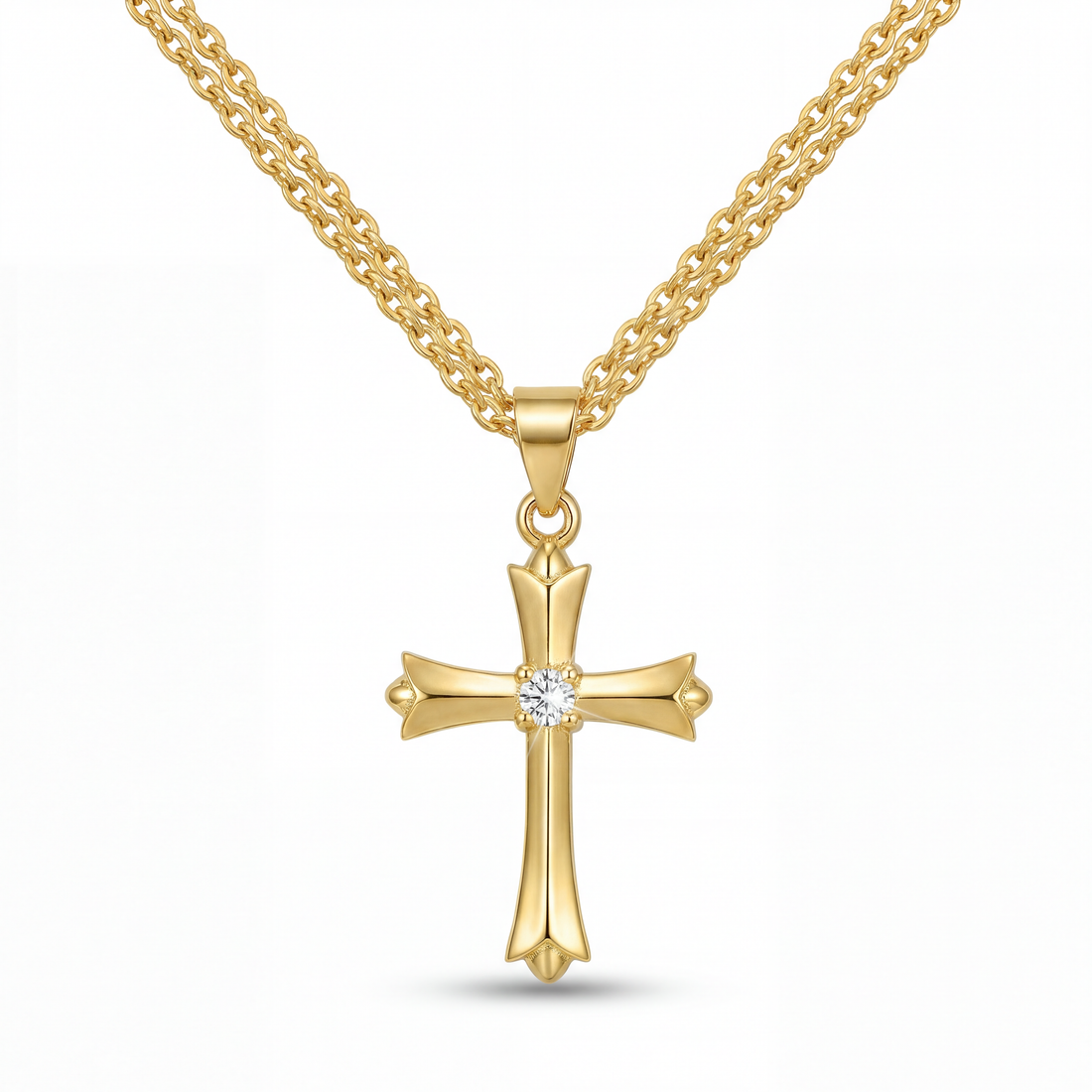 Cruz Ornate Cross Pendant Necklace hypoallergenic necklace by HyraMode
