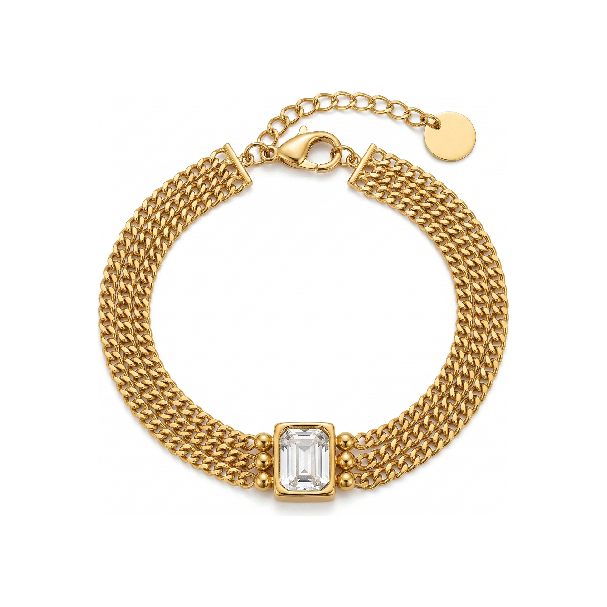 Dalis Multi-Strand CZ Station Bracelet - HyraMode Gold Jewelry