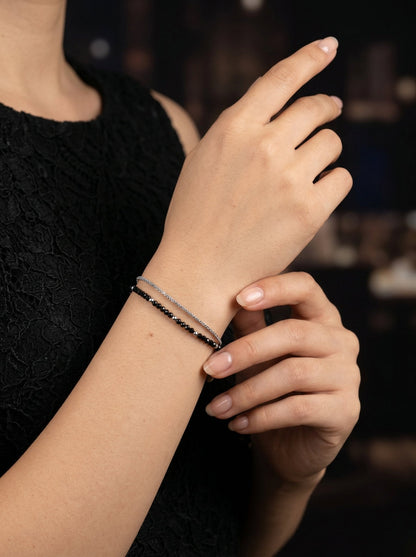 Davi Black Bead Station Bracelet - View 2 - HyraMode
