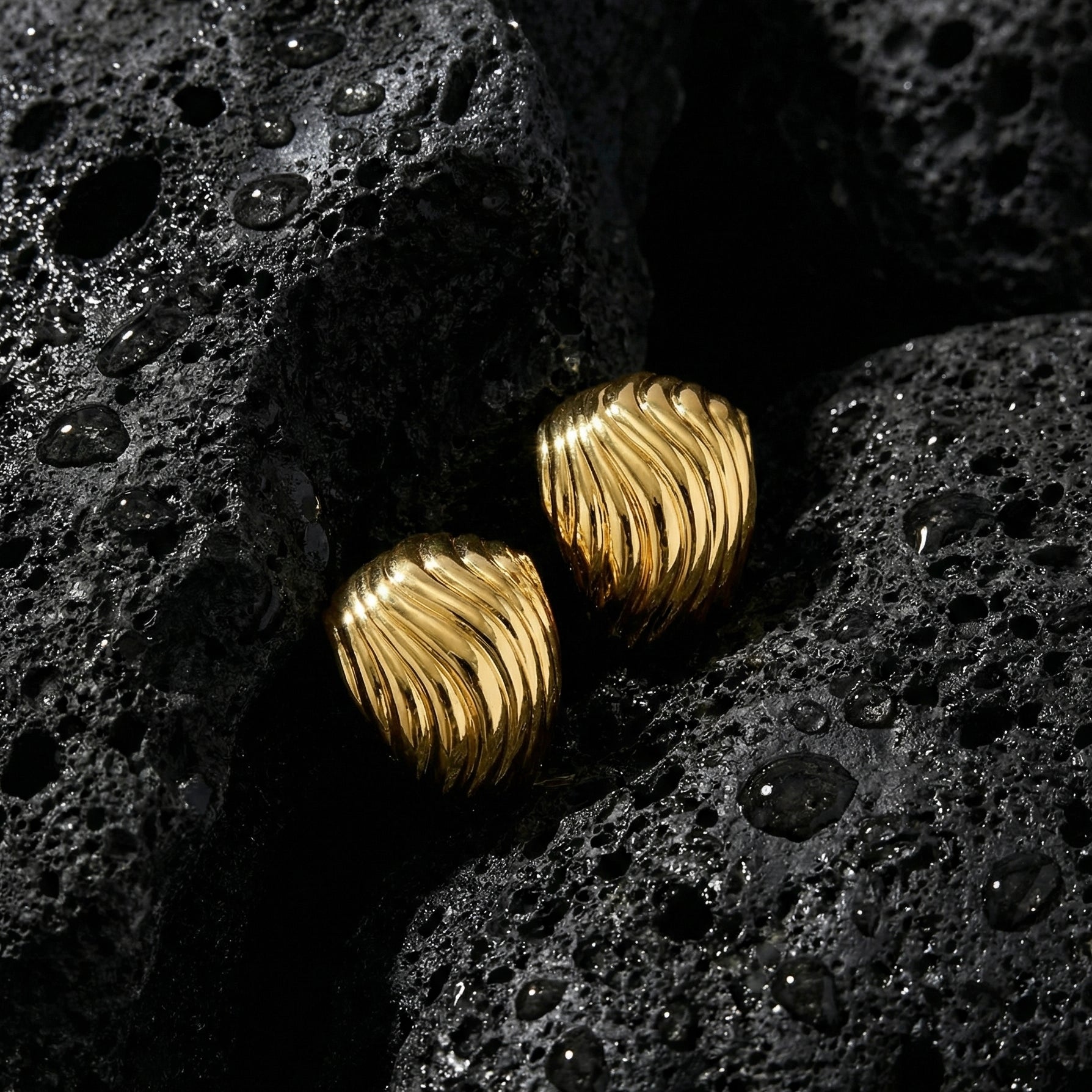 Fern Textured Huggie Earrings hypoallergenic earrings by HyraMode