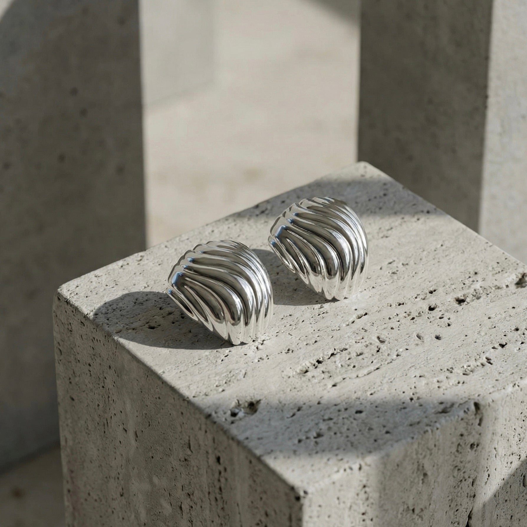 Fern Textured Huggie Earrings hypoallergenic earrings by HyraMode