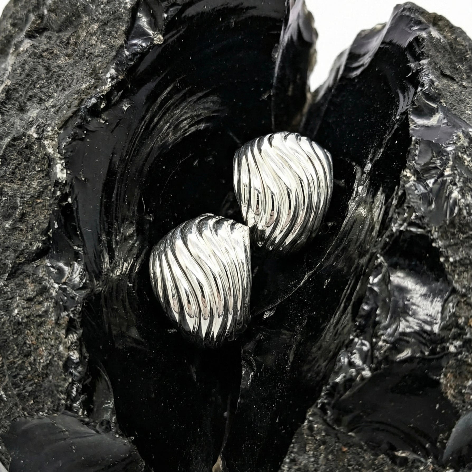 Fern Textured Huggie Earrings hypoallergenic earrings by HyraMode