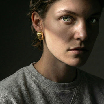 Fern Textured Huggie Earrings hypoallergenic earrings by HyraMode