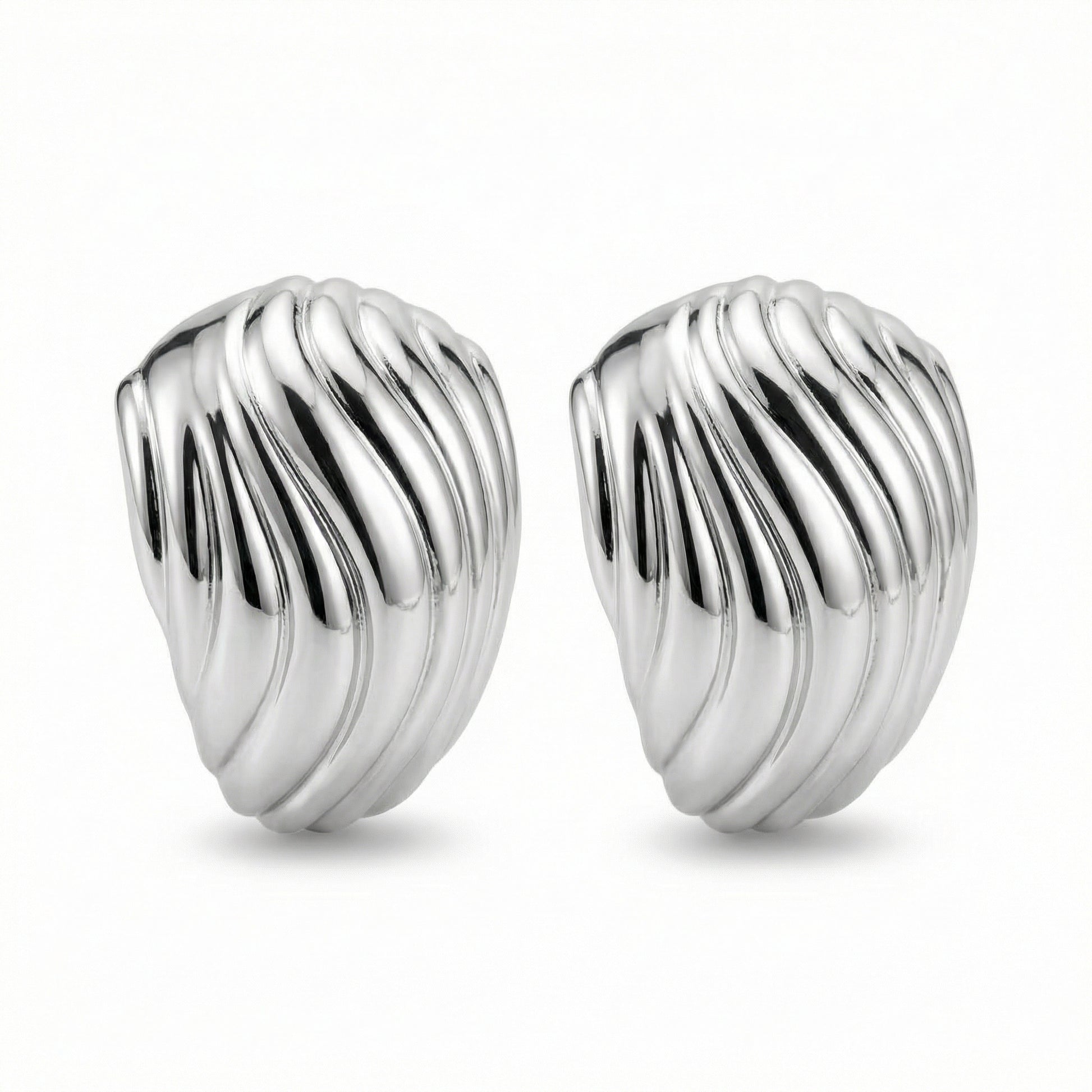 Fern Textured Huggie Earrings hypoallergenic earrings by HyraMode