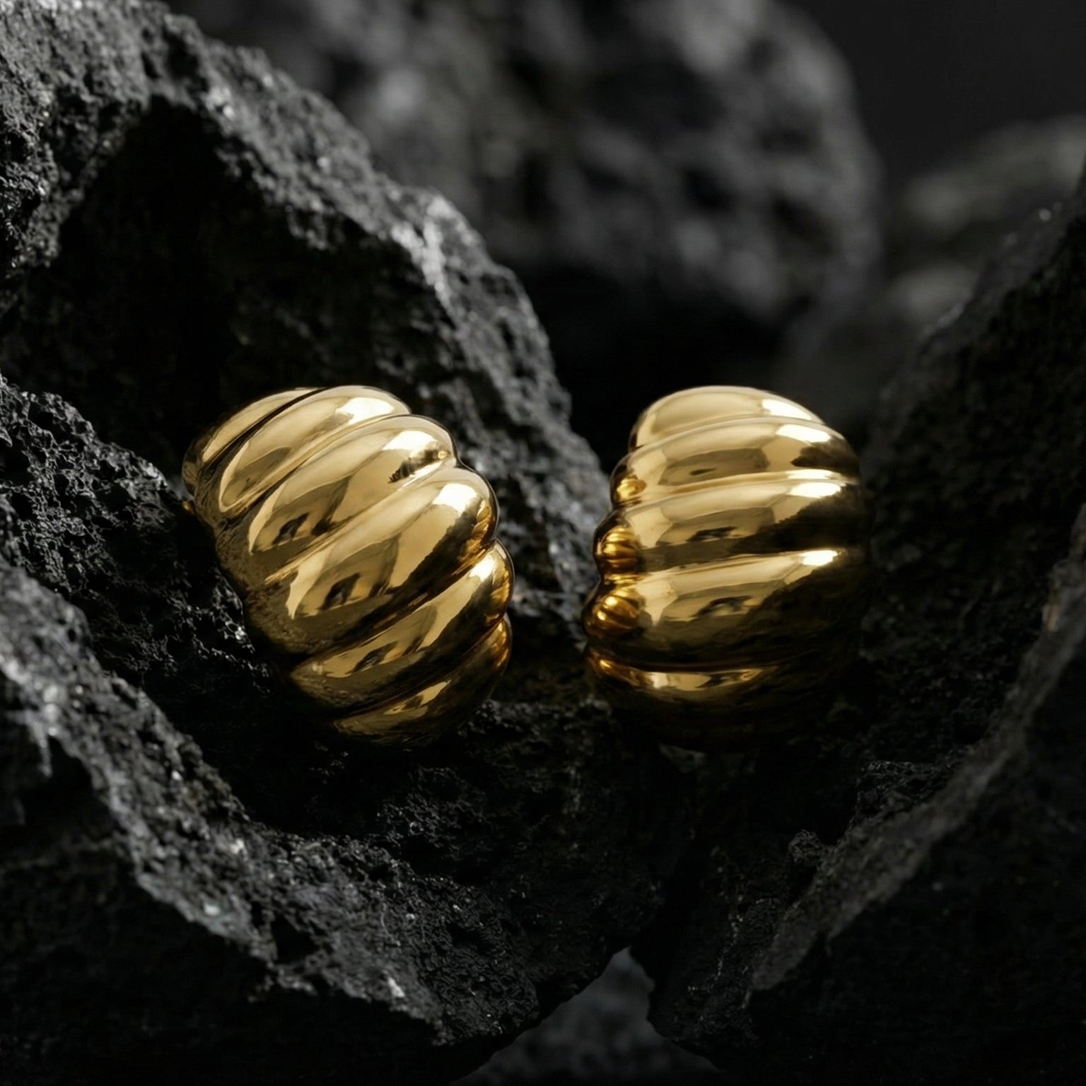 Caia Croissant Huggie Earrings hypoallergenic earrings by HyraMode