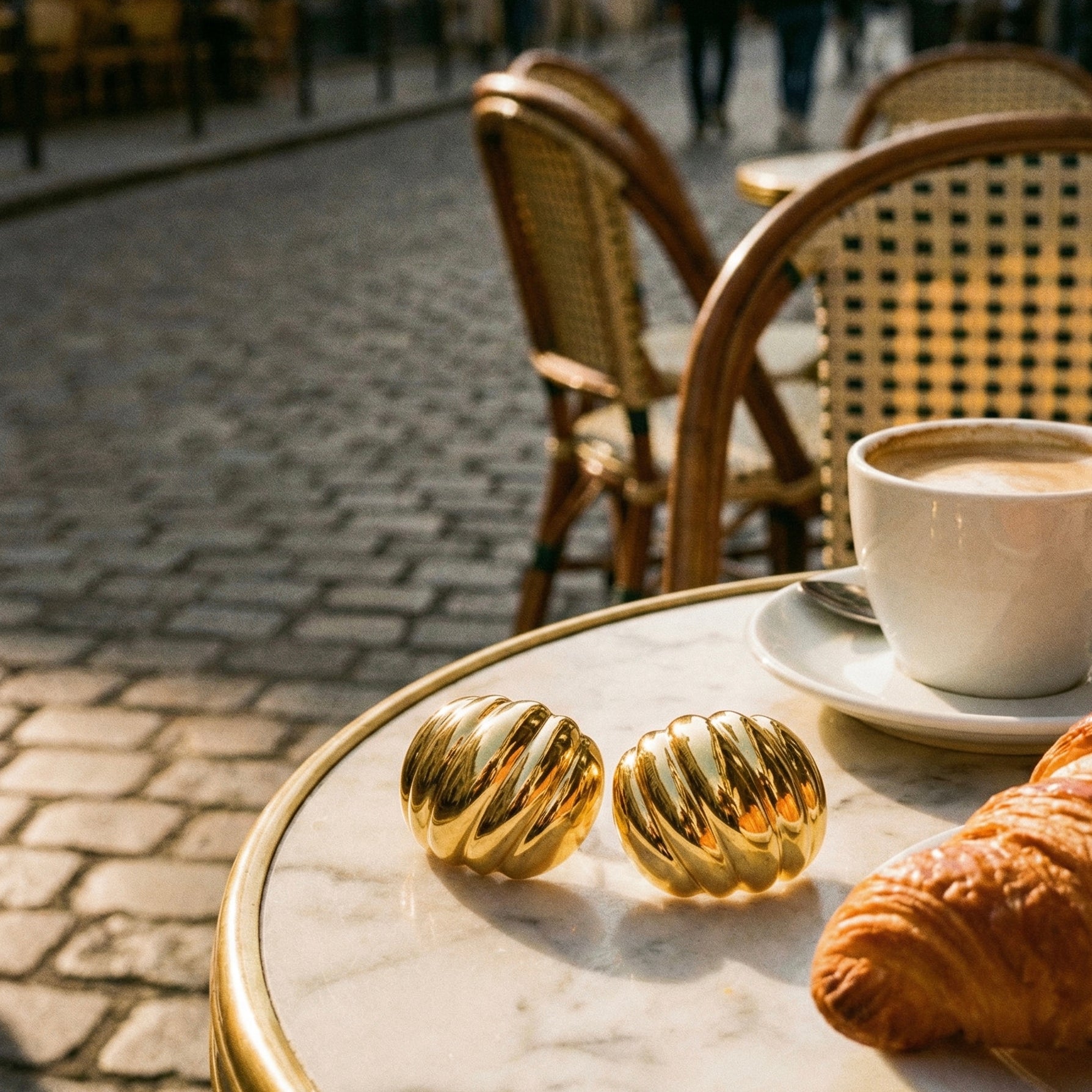 Caia Croissant Huggie Earrings hypoallergenic earrings by HyraMode