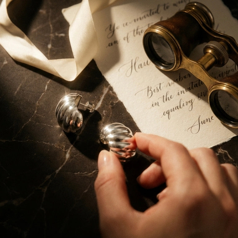 Caia Croissant Huggie Earrings hypoallergenic earrings by HyraMode