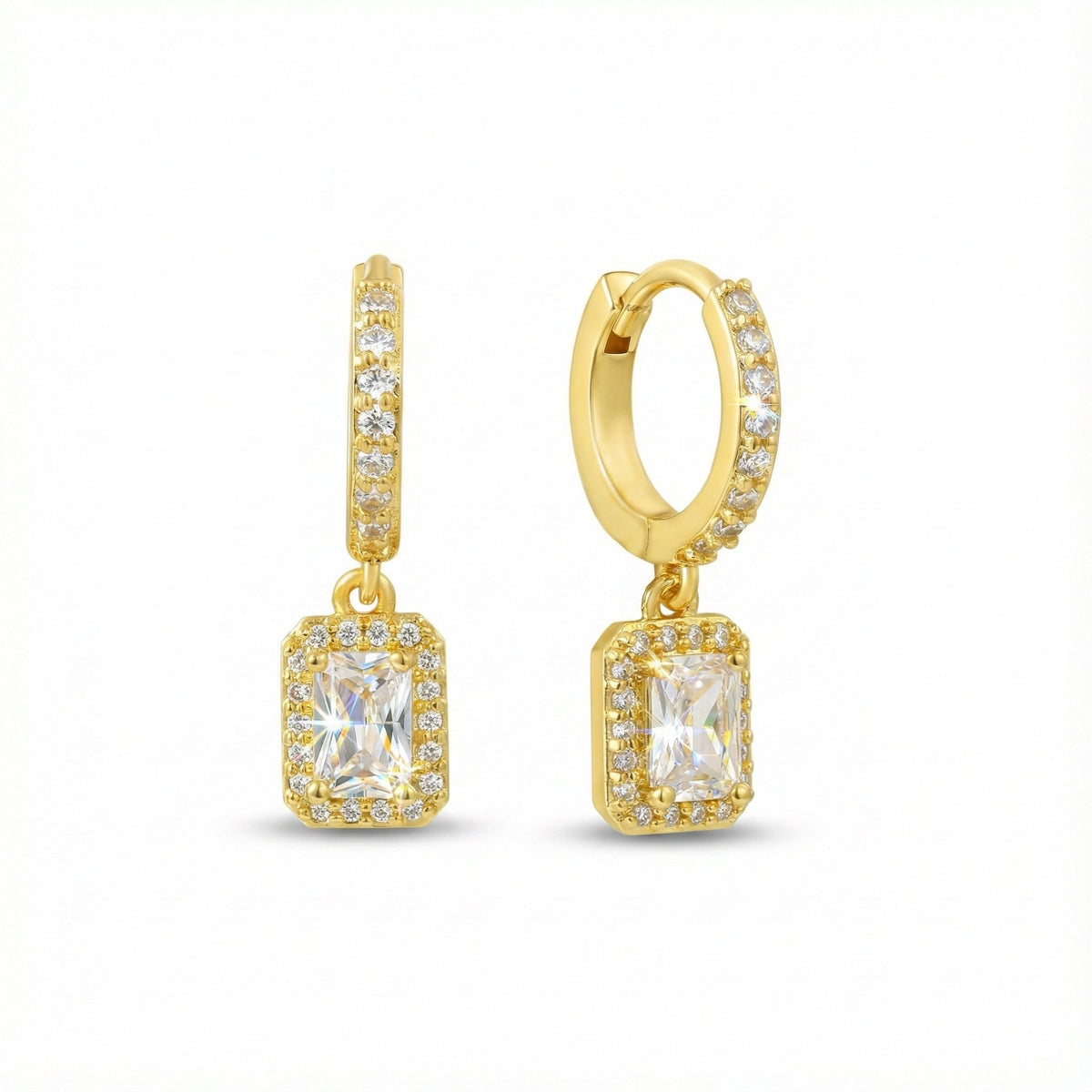 Zela Huggie Crystal Drop Earrings — product view 1