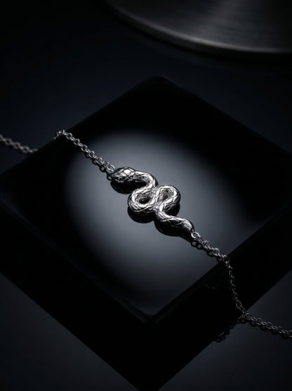 Evia Dainty Chain Snake Reversible Charm Bracelet - View 12 - HyraMode