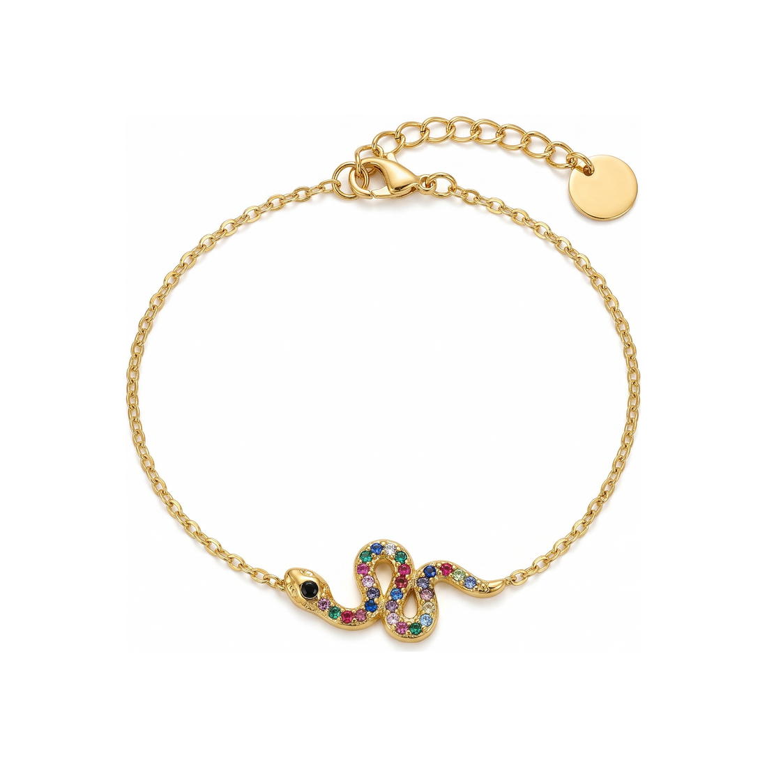 Evia Dainty Chain Snake Reversible Charm Bracelet - HyraMode Gold Jewelry