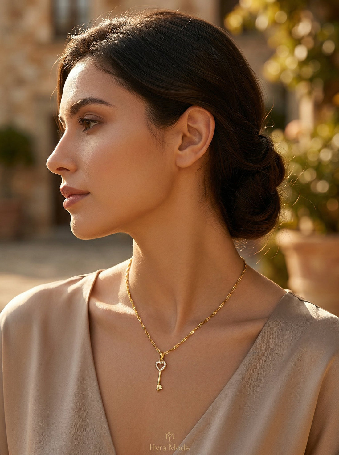 Kaia Heart Key Pendant Necklace hypoallergenic necklace by HyraMode