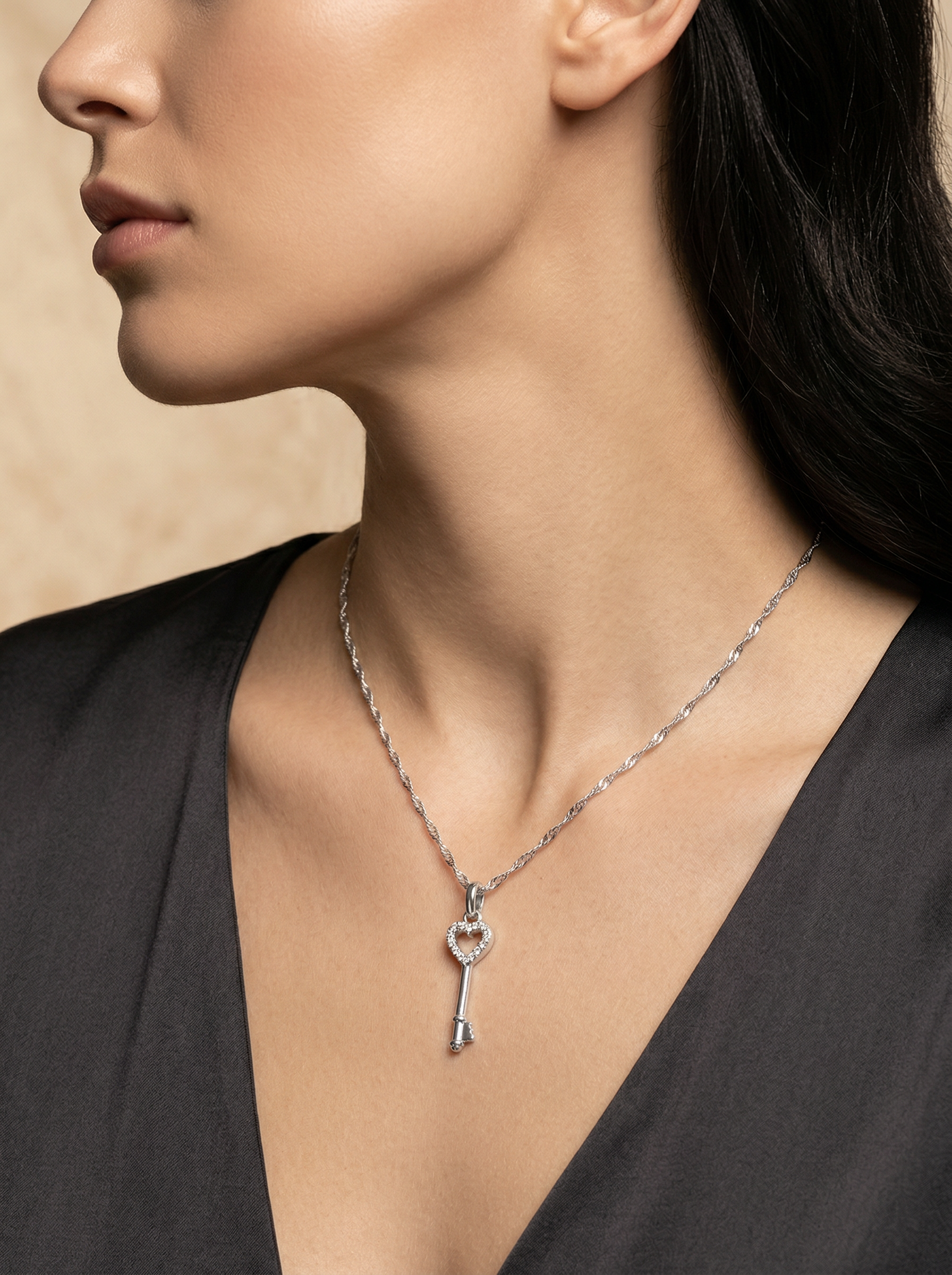 Kaia Heart Key Pendant Necklace hypoallergenic necklace by HyraMode