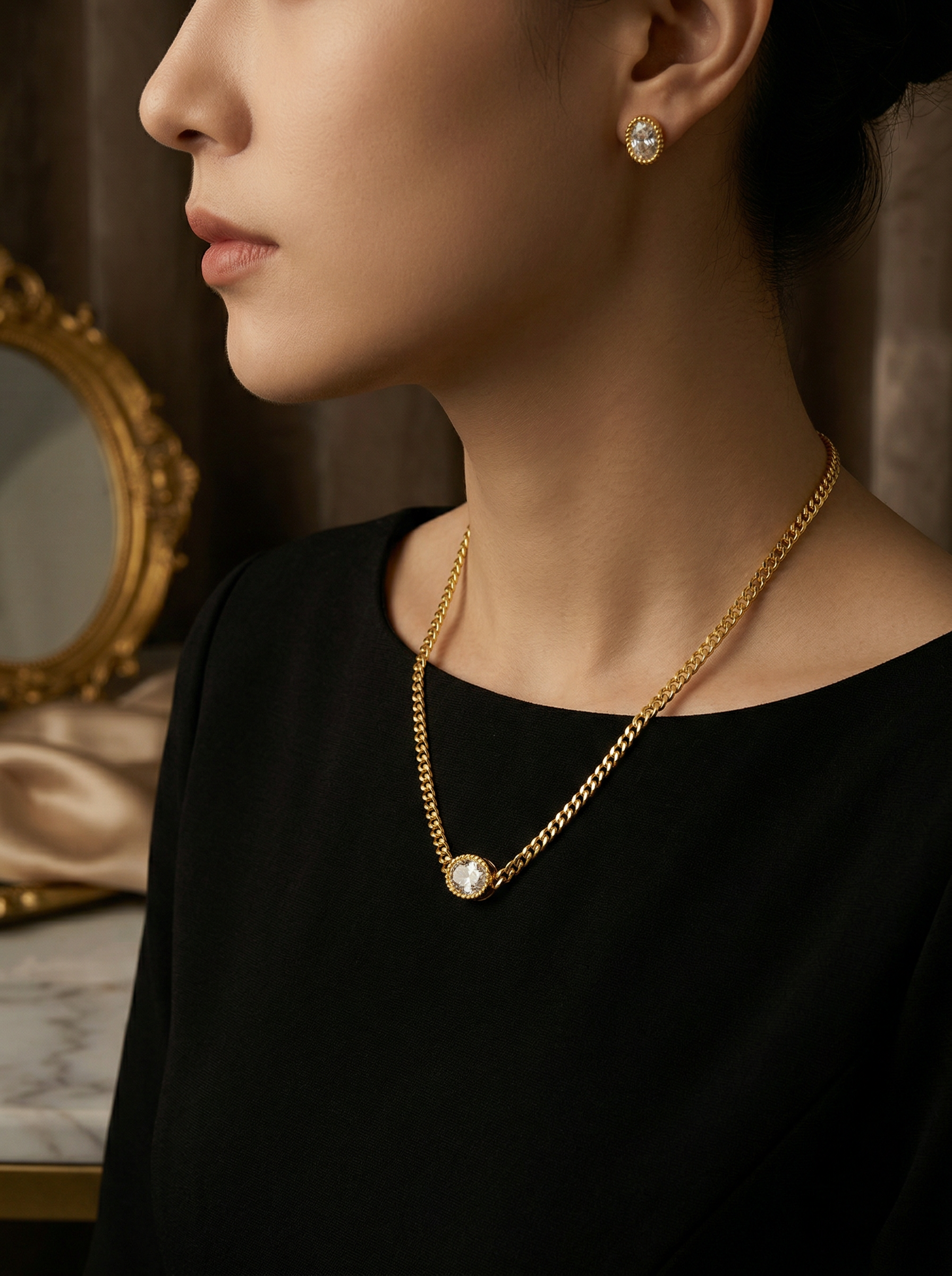 Mevi Dainty CZ Pendant Necklace hypoallergenic necklace by HyraMode