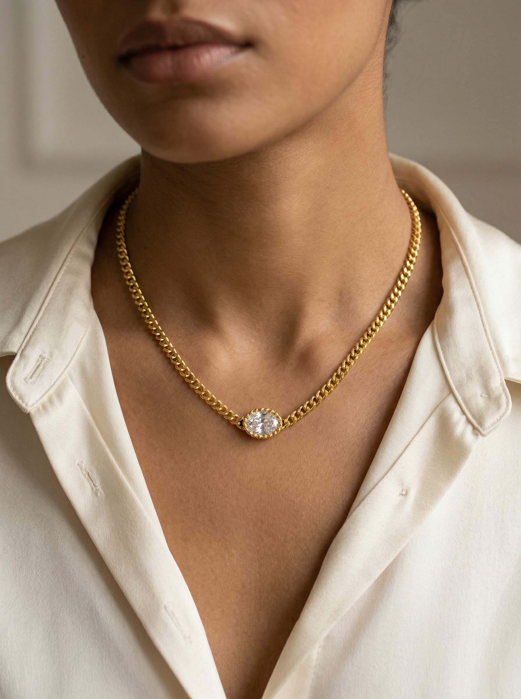 Mevi Dainty CZ Pendant Necklace hypoallergenic necklace by HyraMode