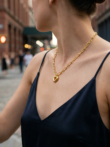 Remy Paperclip Chain Heart Necklace hypoallergenic necklace by HyraMode