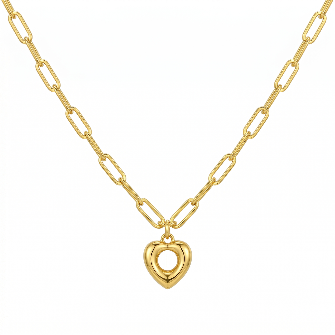 Remy Paperclip Chain Heart Necklace hypoallergenic necklace by HyraMode