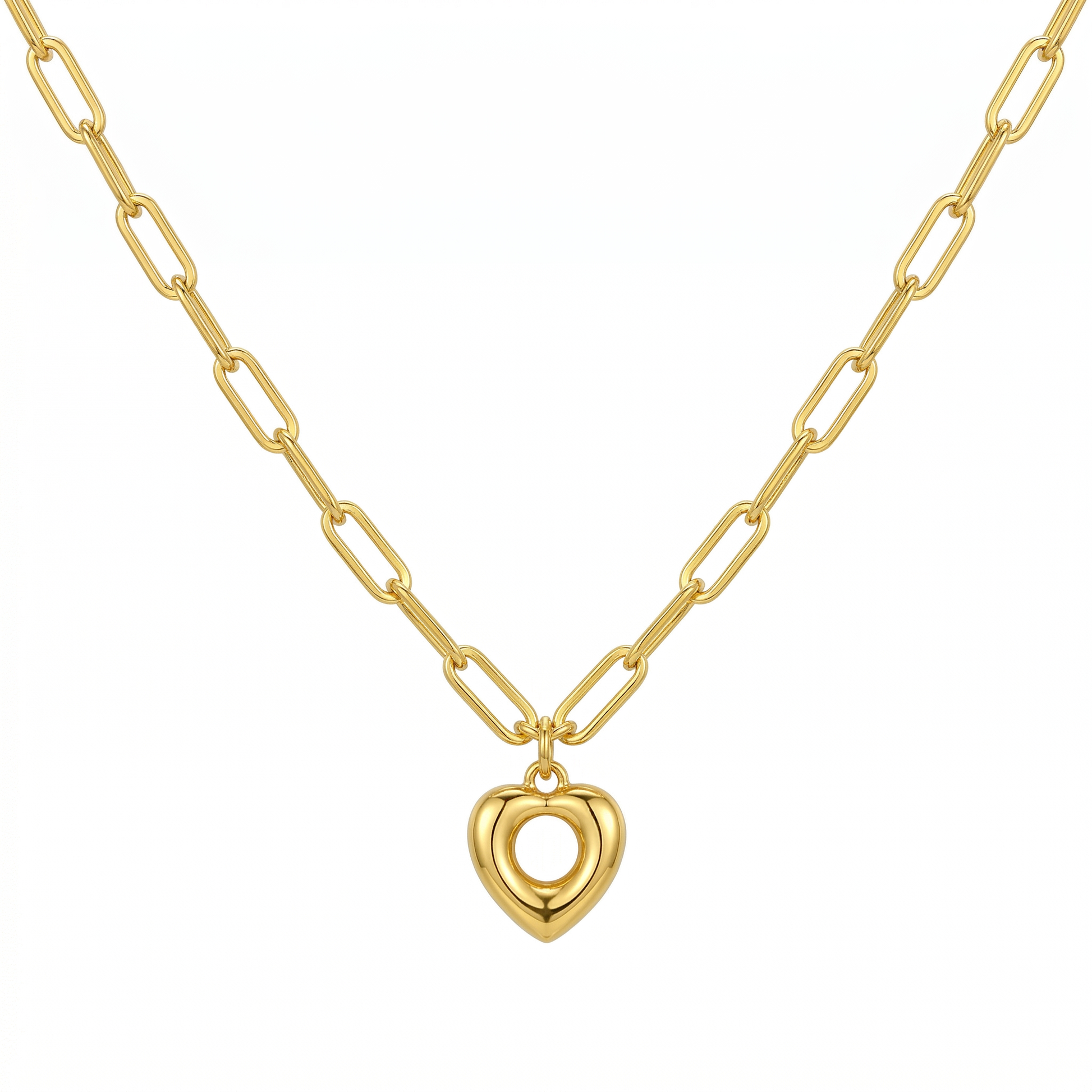 Remy Paperclip Chain Heart Necklace hypoallergenic necklace by HyraMode