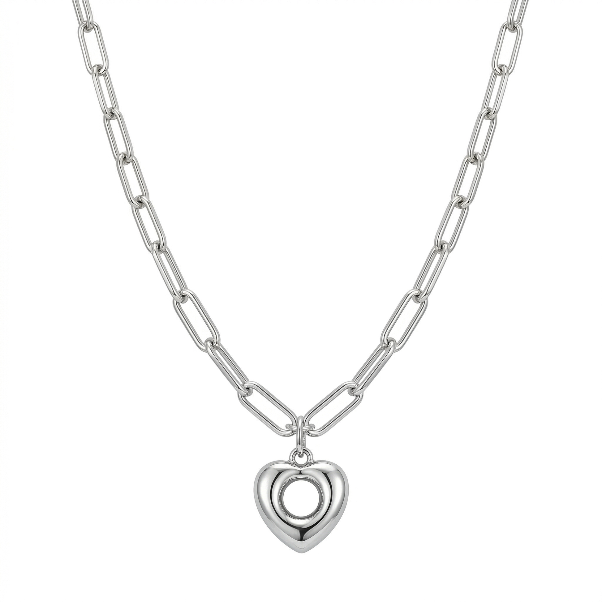 Remy Paperclip Chain Heart Necklace hypoallergenic necklace by HyraMode
