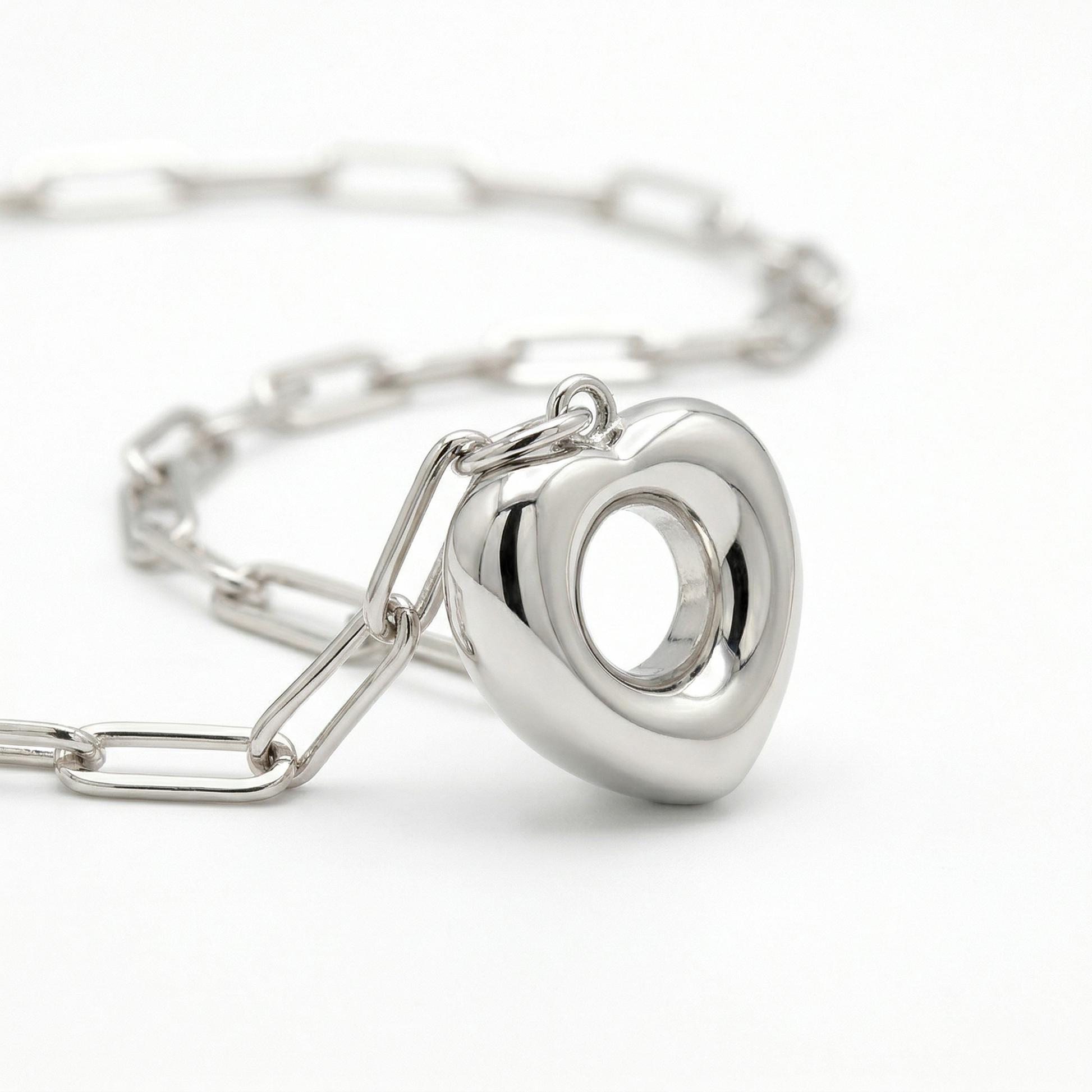 Remy Paperclip Chain Heart Necklace hypoallergenic necklace by HyraMode