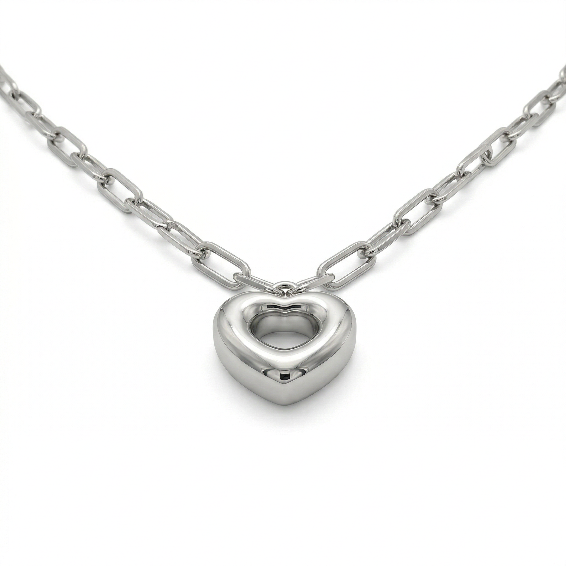 Remy Paperclip Chain Heart Necklace hypoallergenic necklace by HyraMode