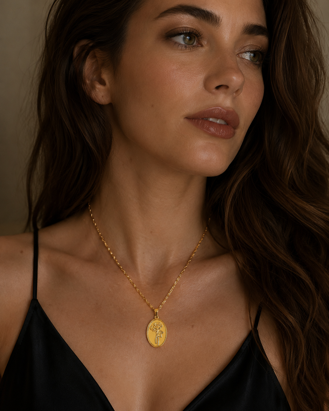 Rosa Rose Coin Pendant Necklace