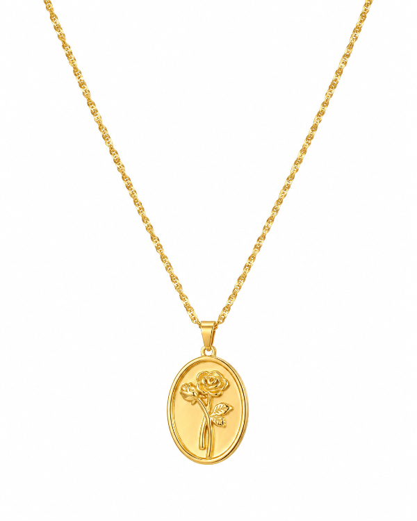 Rosa Rose Coin Pendant Necklace