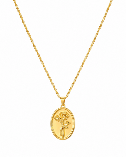 Rosa Rose Coin Pendant Necklace