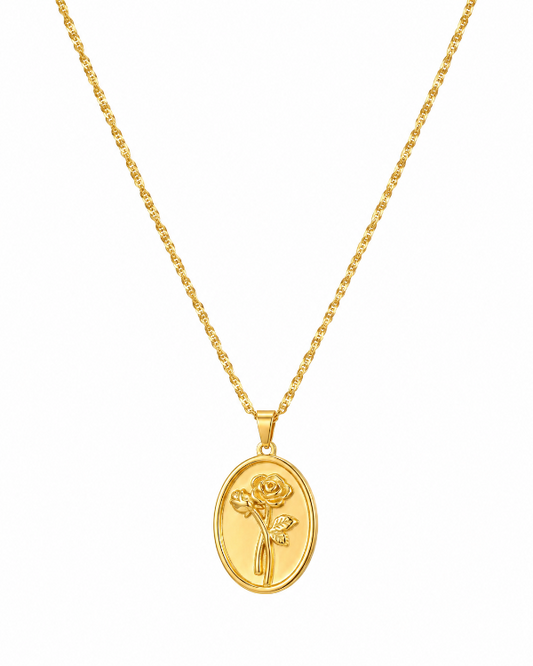 Rosa Rose Coin Pendant Necklace