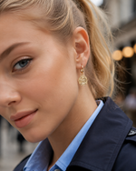 Sol Floral Charm Drop Angle Hoop Earrings