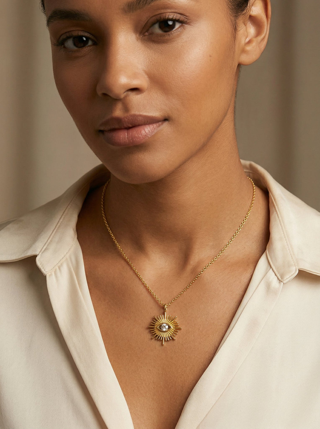 Sola Sunburst Pendant Necklace hypoallergenic necklace by HyraMode