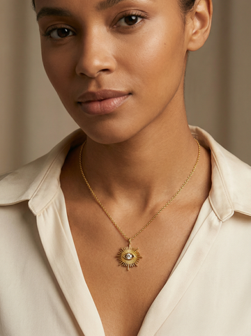 Sola Sunburst Pendant Necklace hypoallergenic necklace by HyraMode