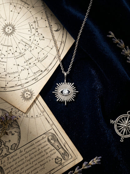 Sola Sunburst Pendant Necklace hypoallergenic necklace by HyraMode