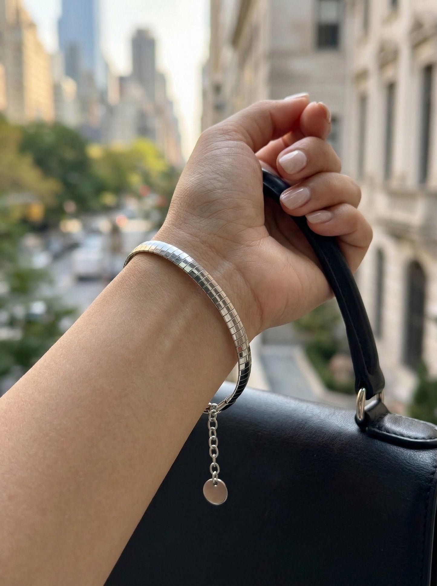 Tali Wide Flat Box Chain Bracelet - View 10 - HyraMode