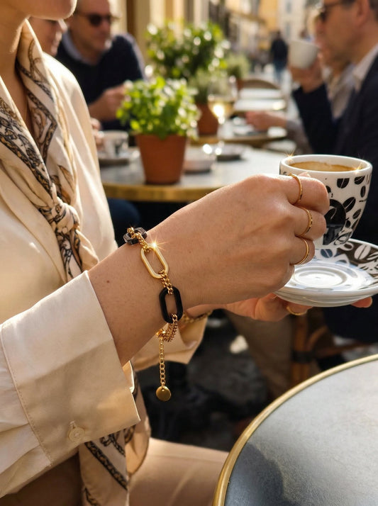 Tano Gold Two-Tone Paperclip Chain Bracelet - View 2 - HyraMode