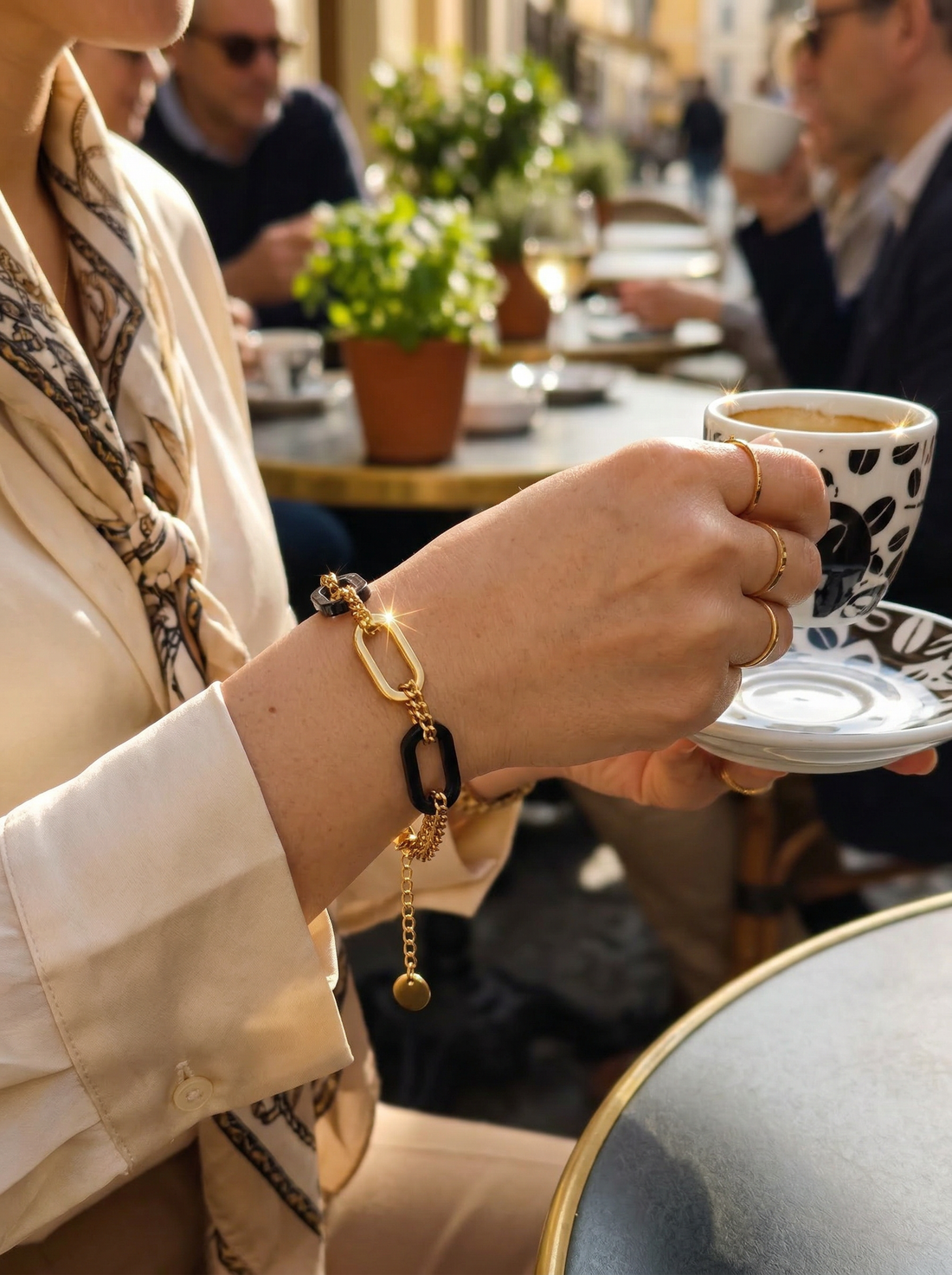 Tano Gold Two-Tone Paperclip Chain Bracelet - HyraMode Gold Jewelry